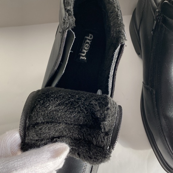 Areni One Leather Winter Ankle Boots Men`s Faux Fur Lining Dual Zip Black 8.5 - Picture 5 of 13